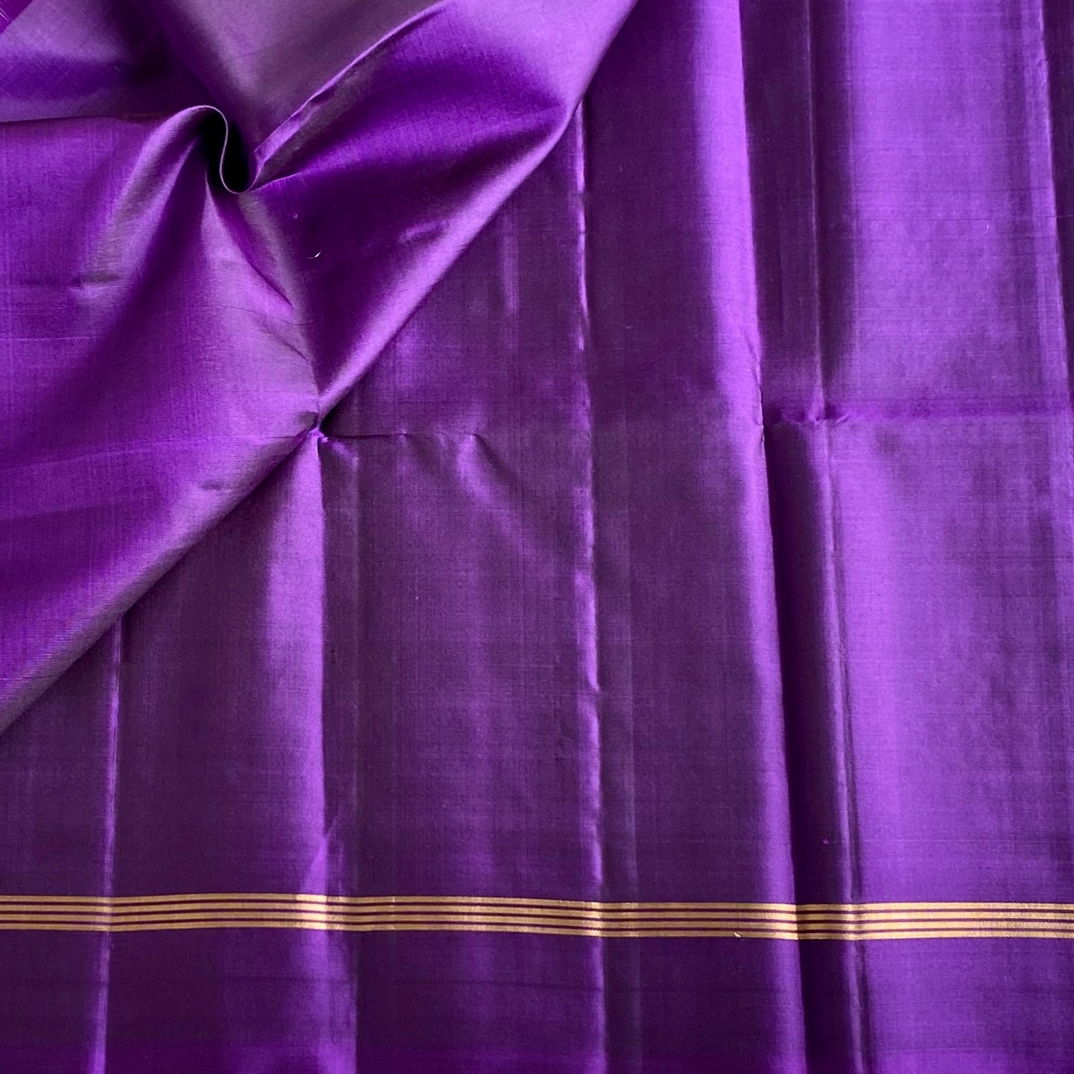 Royal Purple Designer Pure Silk Saree With Metallic Gold Buttas