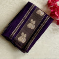 Royal Purple soft satin crepe Saree with Gold Zari Paisley Border