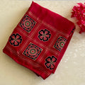 Fuchsia Paisley Geometric Saree with Gold Floral Border Festive
