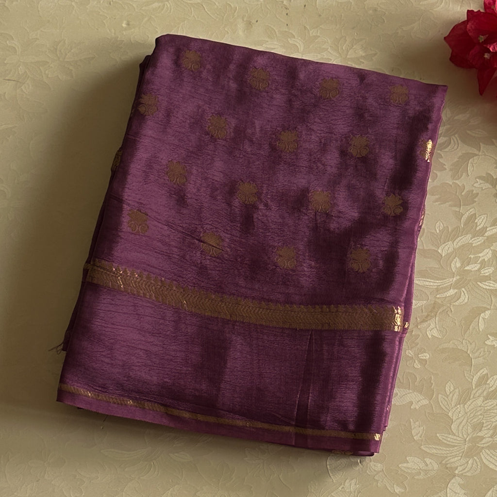 Dual shaded lavender plum soft crepe silk