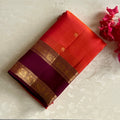 Dual Shaded Orange Designer Pure Silk With Magical Purple Pallu