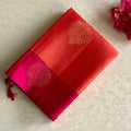 Kanakambari Orange Designer Pure Silk With Rani Pink Pallu