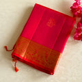 Vermilion Traditional Silk Saree Antique Gold Zari Border Wedding Wear
