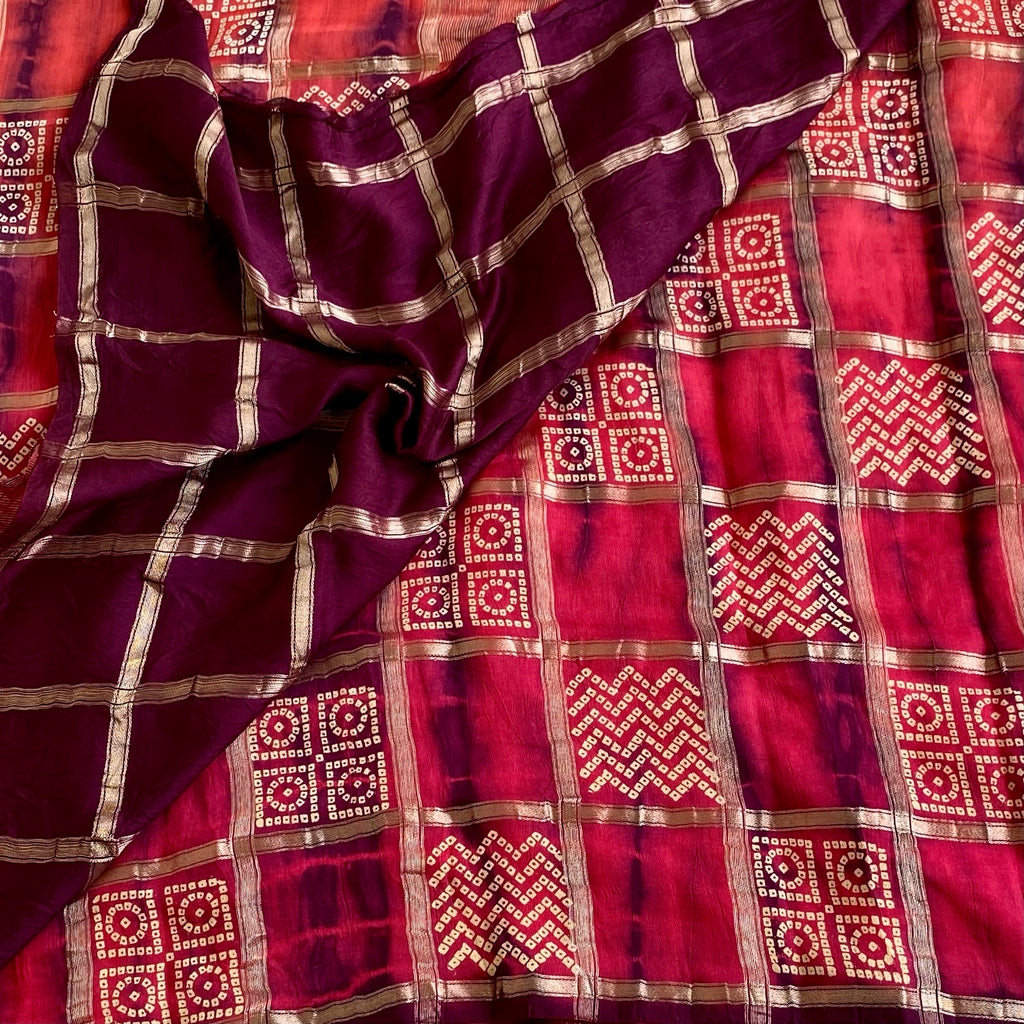 Ombre Shades of Rust, Brick & Purple With Beautiful Checkered Patterns