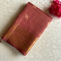 Bronze Copper Designer Pure Silk Saree With Antique Gold Zari