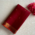 Deep Maroon Red Kanjeevaram Pure Zari Silk Saree With Antique Gold Zari