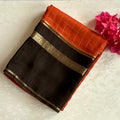 Navarasam Hot Pick - Deep Rust with coffee brown soft crepe silk with checkered weave
