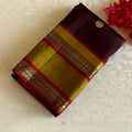 Chocolate Winw Kanjeevaram Pure Zari Silk Saree With Antique Gold Pallu