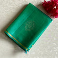 Sea Green Designer Pure Silk Saree With Gold Zari Border