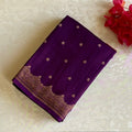 Royal Purple Banarasi Crepe Silk Saree With Antique Gold Brocade