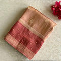 Dual Shaded Blush Gold Soft Blended Silk With Metallic Copper Pallu