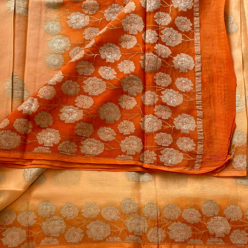 Most lightweight Shades of Summer Sorbet & Sunset Orange Soft Georgette Beauty