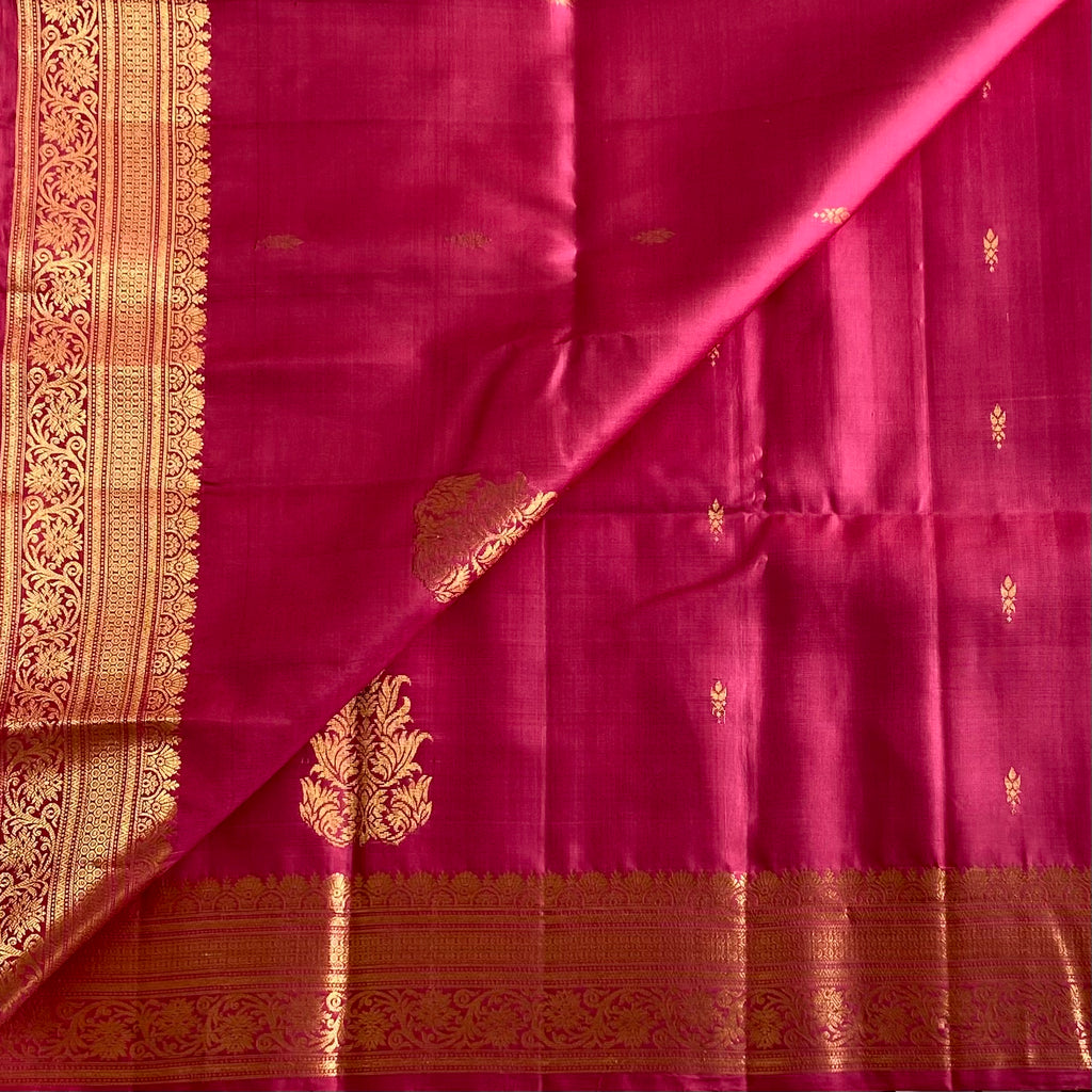 Dreamy Rose Pink Designer Pure Silk Saree With Metallic Gold Zari
