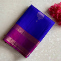 Ink Blue Designer Pure Silk Saree With Magenta Pallu