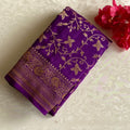Royal Purple Banarasi Crepe Silk Saree With Antique Gold Zari