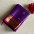 Metallic Lavender Designer Pure Silk With Rich Magenta Contrast