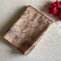 Golden Beige Soft Tussar Silk Saree With Chocolate Brown Pallu