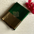 Emerald Green Designer Pure Silk Saree With Antique Gold Pallu