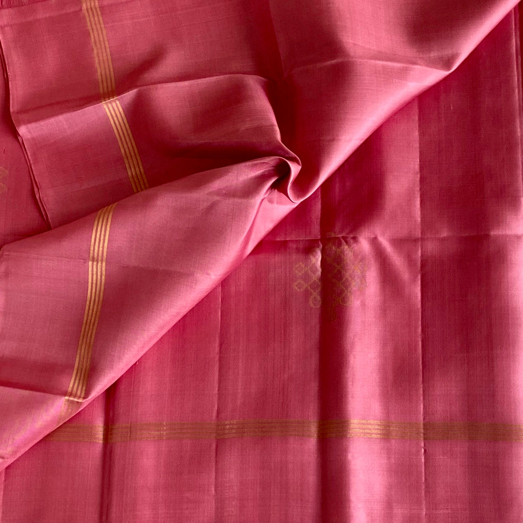 Rani Pink And Gold Designer Pure Silk Saree With Tassel Pallu