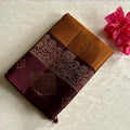 Deep Violet Silk Saree Silver Brocade Floral Paisley Pallu Wedding