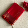 Reddish Pink Designer Pure Silk Saree With Bottle Green Pallu