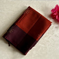 Rust with wine brown Kollam zari woven Designer pure Silk