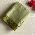 Mint Green Floral Paisley Saree Olive Border Antique Gold Thread