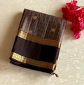 Antique Gold Brocade Saree with Deep Brown Zari Border Slate Pallu