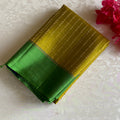 Mustard Yellow Green With Kelly Green Designer Pure Silk