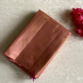 Copper Brown Designer Pure Silk Saree With Rani Pink Pallu