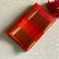 Kanakambari Orange Designer Pure Silk With Retta Pett Borders