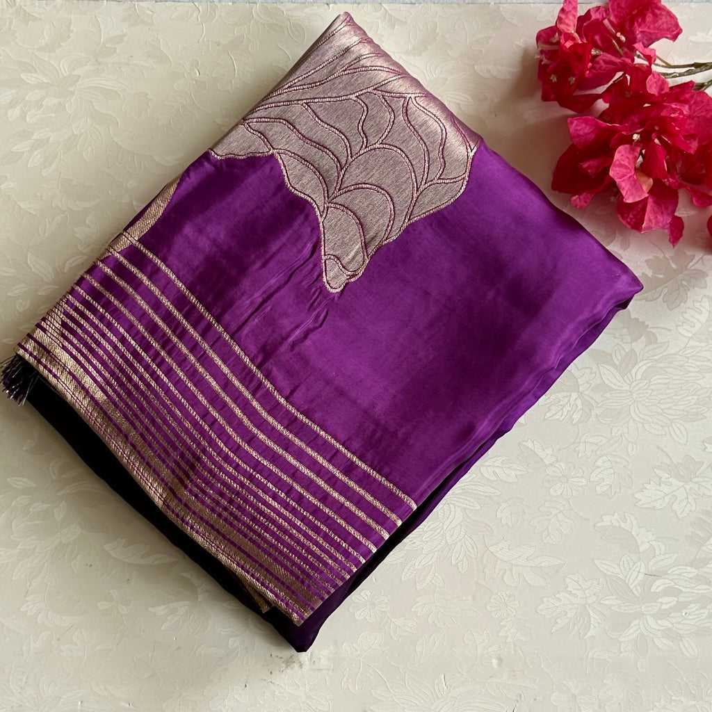 Amethyst Purple with metallic lilac soft satin crepe silk exclusive stunner