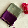 Mint Green with Purple Designer Light weight Pure Silk