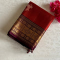 Deep Rust Orange Designer Pure Silk Saree With Wine Brown Border