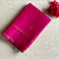 Vibrant Pink Designer Pure Silk Saree With Mint Green Pallu