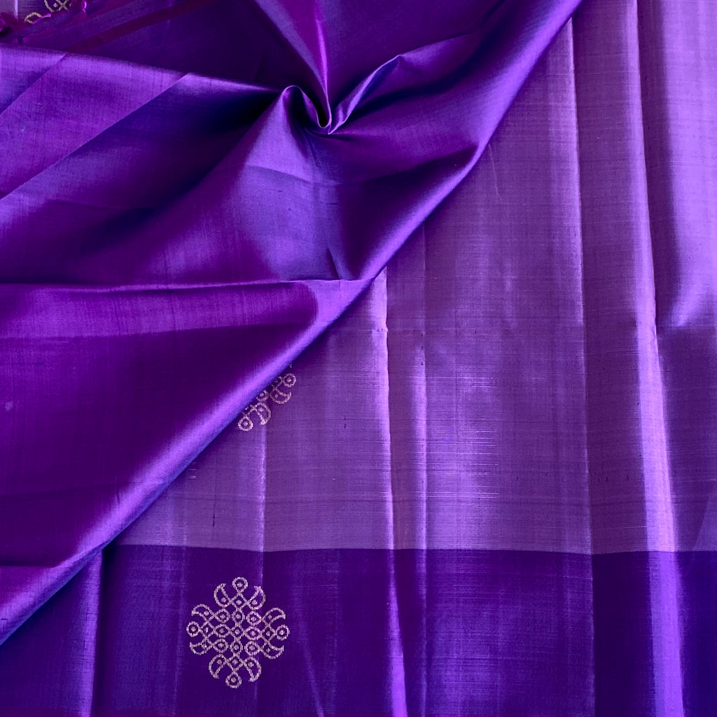 Royal Purple Designer Pure Silk Saree With Metallic Gold Jaal
