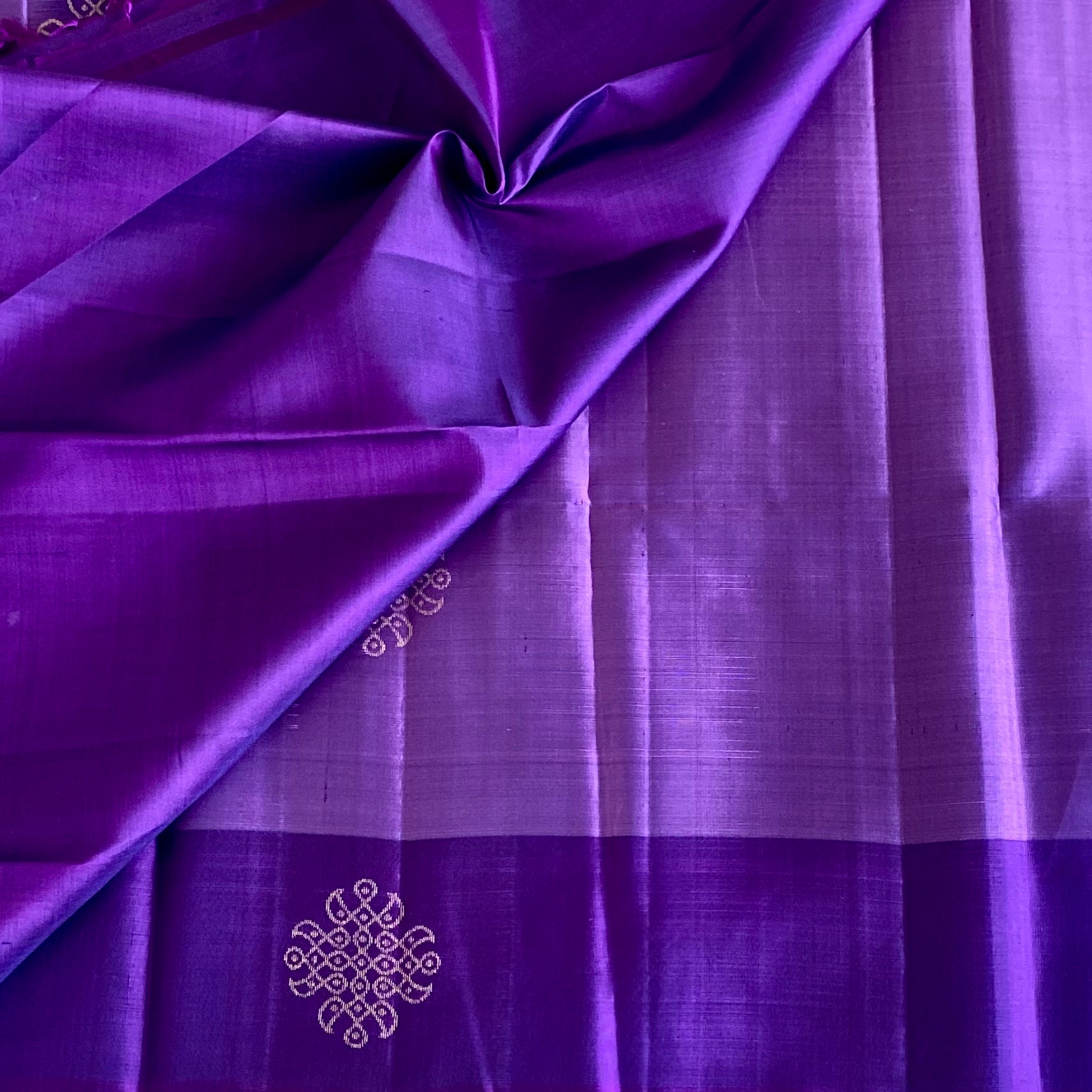Royal Purple Designer Pure Silk Saree With Metallic Gold Jaal
