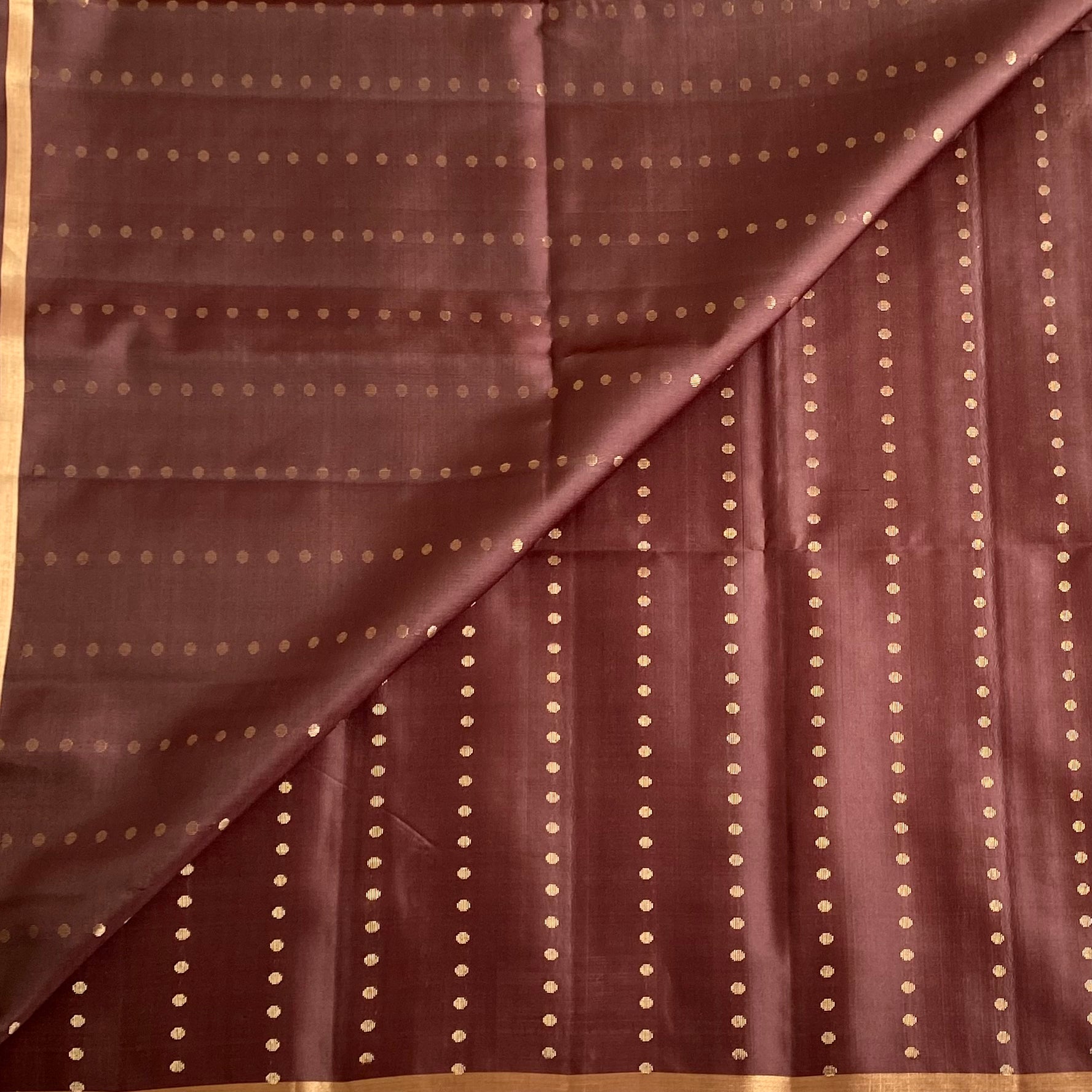 Chocolate Brown Designer Pure Silk Saree With Rani Pink Pallu