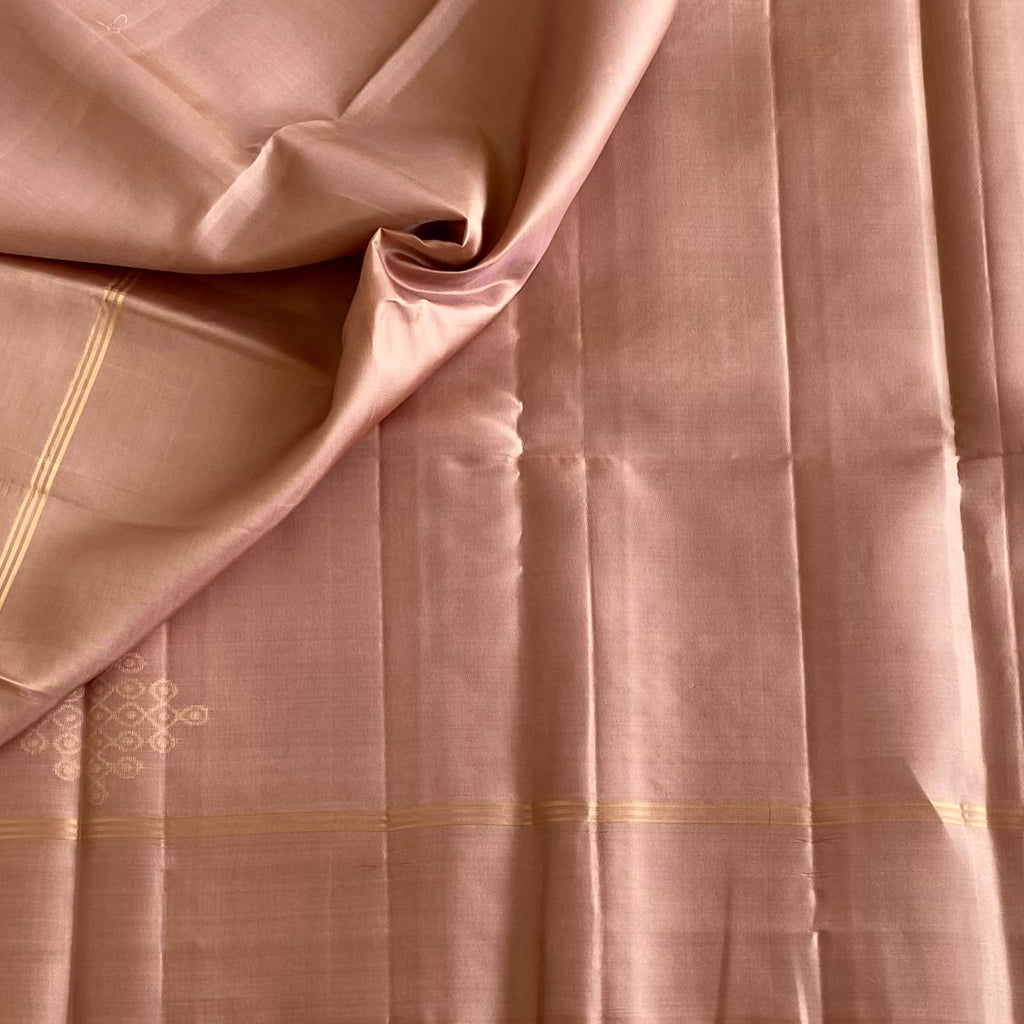 Dusty Rose Designer Pure Silk Saree With Soft Gold Zari