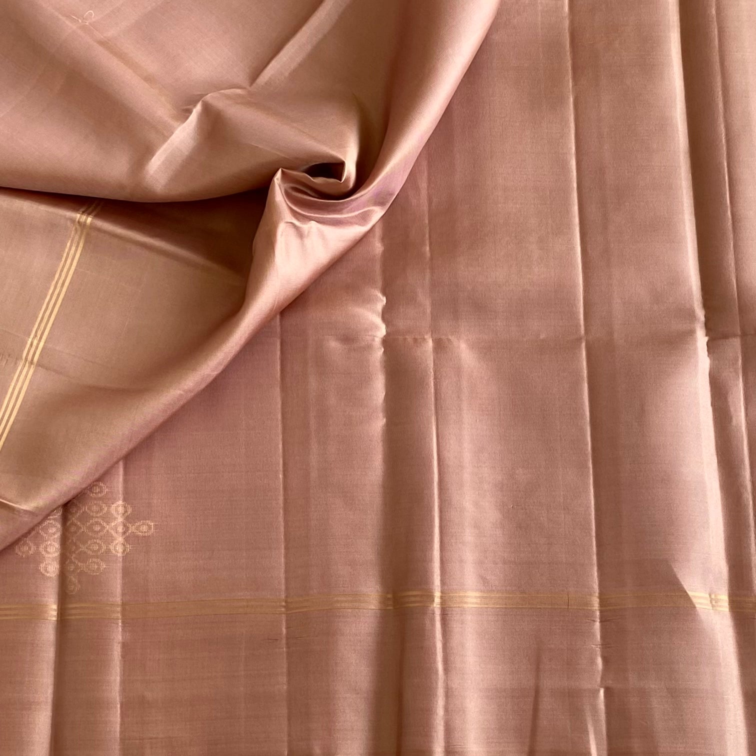 Dusty Rose Designer Pure Silk Saree With Soft Gold Zari