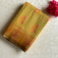 Light Sage Green Meenakari Soft Tussar Saree With Vibrant Woven Pallu