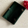 Emerald Green Designer Pure Silk Saree With Metallic Gold Chevron Pallu