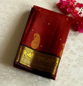 Deep Rust maroon with wine brown Kanjeevaram pure silk with paisley traditional borders