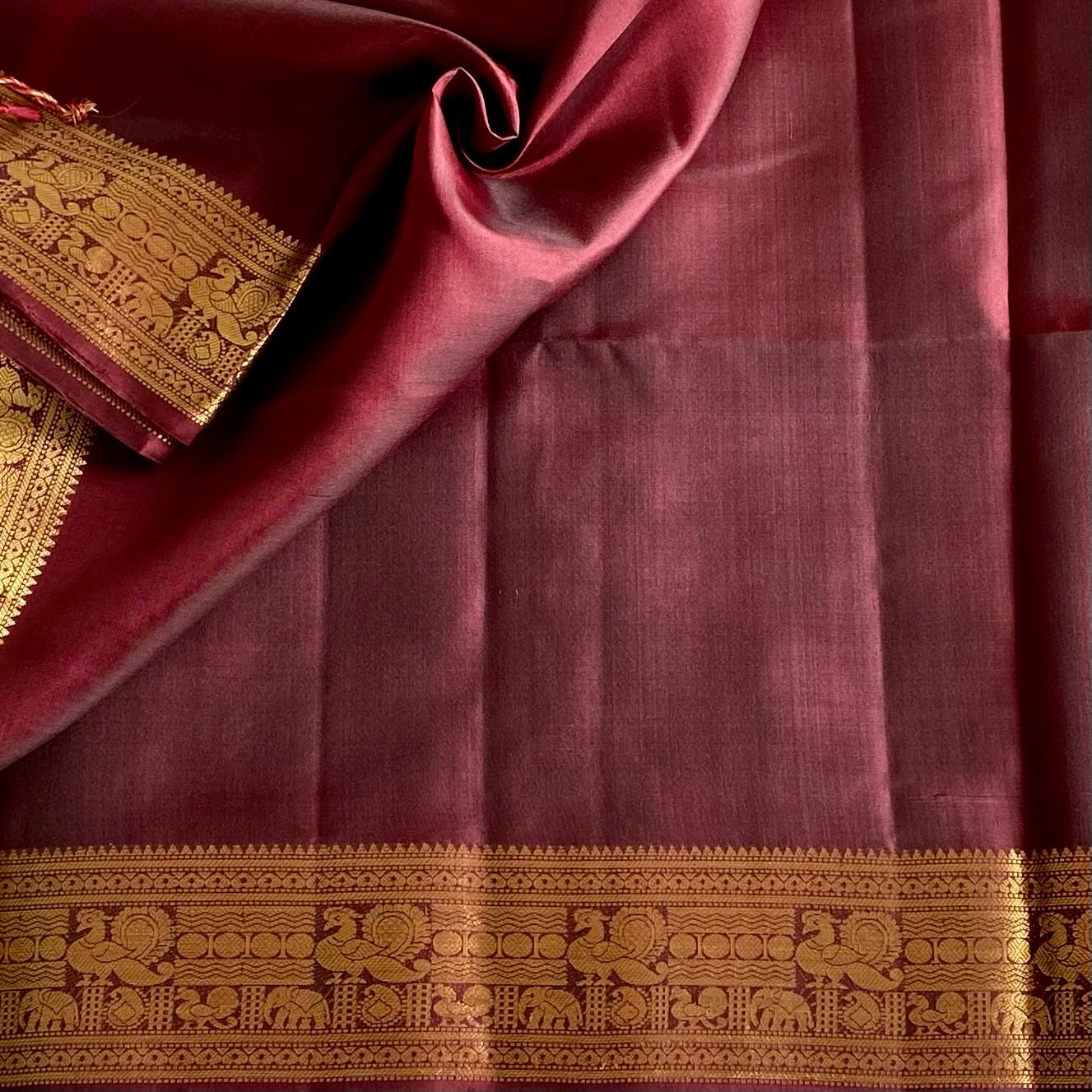 Deep Maroon Designer Pure Silk Saree With Rich Gold Zari