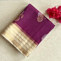 Purple Gold Paisley Saree With Ivory Gold Brocade Pallu Classic