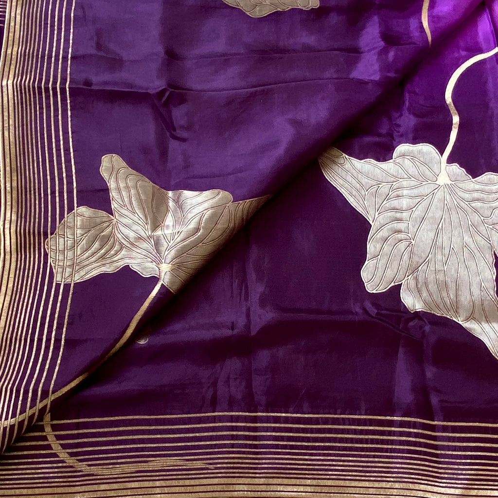 Amethyst Purple with metallic lilac soft satin crepe silk exclusive stunner