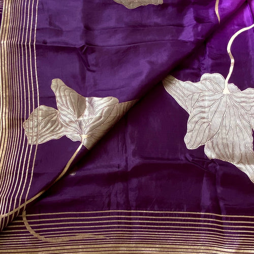 Amethyst Purple with metallic lilac soft satin crepe silk exclusive stunner