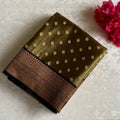 Olive Green Gold Brocade Tissue Silk With Tassel Pallu Border