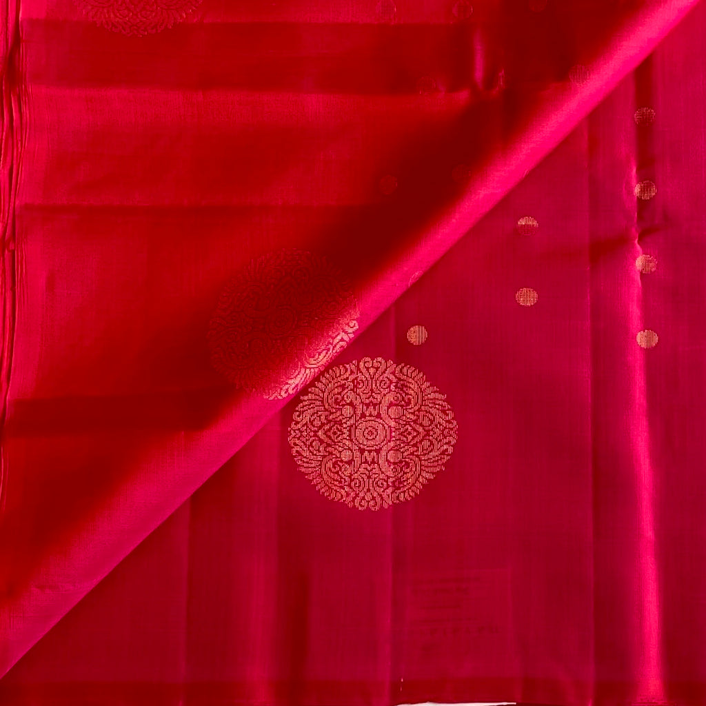 Rani Pink Designer Pure Silk Saree With Metallic Gold Border And Pallu