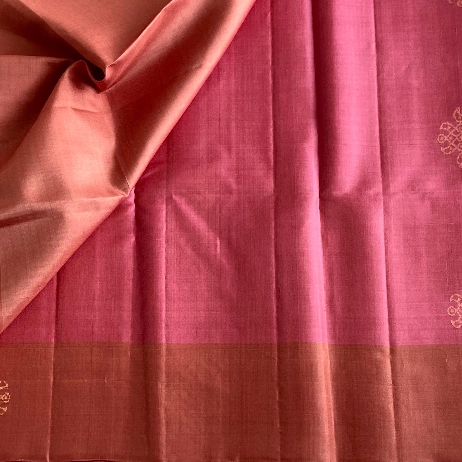Metallic Rose Pink Designer Pure Silk With Blush Pink Pallu